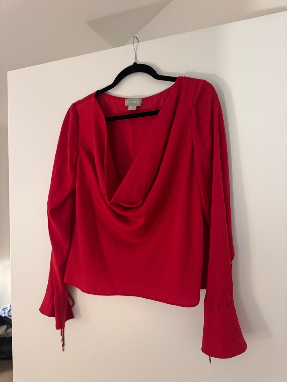 Finders keepers Red Draped Cowl Neck Long Sleeve Top